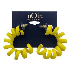 nOir spiral open hoop yellow stainless steel earrings - New